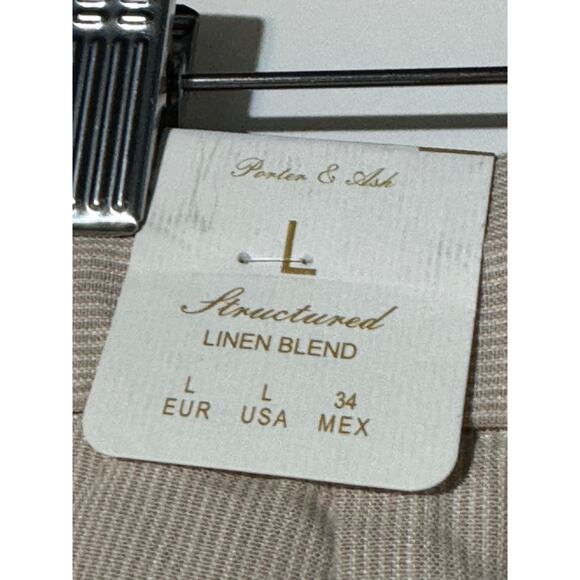 Porter & Ash Men’s Linen Blend Drawstring Shorts Size Large Tan White Stripe NWT - Picture 5 of 12